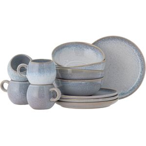 Paula ontbijt servies set van 12 stuks blauw - 82061529