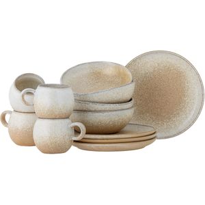 Paula ontbijt servies set van 12 stuks naturel - 82060941
