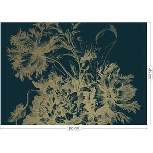 Engraved flowers goud behang MW-015 - 400x280cm