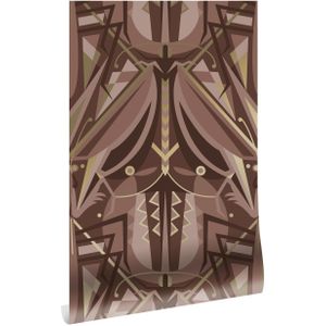 Art deco goud behang animaux grasshopper - taupe