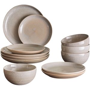 Taupe servies set van 12 stuks - 82060575