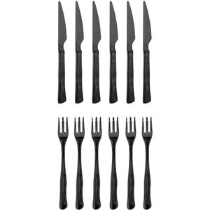 Ollin bestek set zwart set van 12 stuks - 82061772