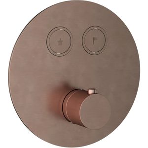 Hotbath Cobber PB009 inbouwthermostaat met 2 pushbuttons geborsteld koper PVD