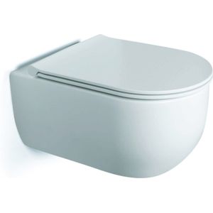 Bewonen Salva hangtoilet 53cm Rimless met zitting SC & QR - mat wit