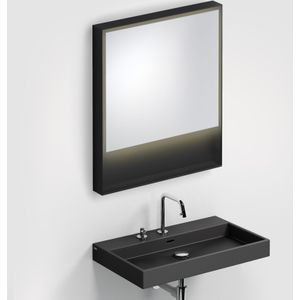 Clou Look at Me spiegel, met 2700K LED-verlichting, met een omlijsting in mat zwart. 70x8x80 (bxdxh)