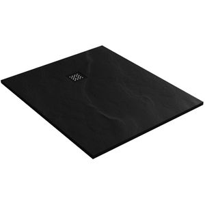 Brauer Relievo Crag douchebak mineraalmarmer - 120x100 cm - mat zwart