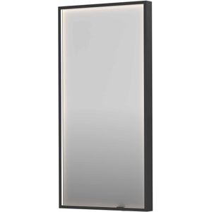 Ink SP19 spiegel 40x80cm in stalen kader met rondom indirecte LED verlichting - Geborsteld metaal zwart