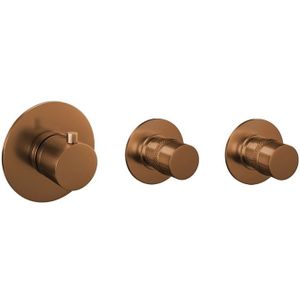 Brauer Copper Edition inbouw thermostaat met 2 stopkranen met inbouwdeel - horizontale plaatsing - geborsteld koper PVD