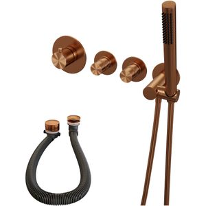 Brauer Copper Edition inbouw badthermostaat met badafvoer/vulcombinatie - staafhanddouche - geborsteld koper PVD
