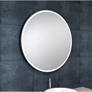 Wiesbaden Maro Spiegel 80 Cm Rond + Led Mat Zwart - Glas - Rond - Spiegels - Badkamerspiegels - 8719956084072