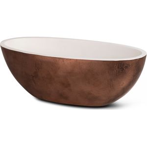 Luca Sanitair Bagno Metallo Vrijstaand Bad 180x80cm - Ovaal Solid Surface - Binnenzijde Mat Wit - Buitenzijde Copper - Baden - Vrijstaande Baden