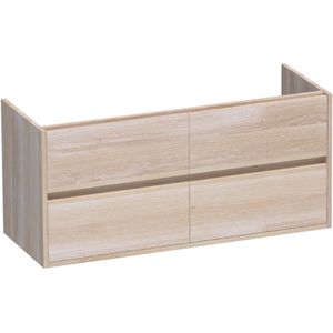 Brauer Adore Onderkast 119cm 4 Lades 2 Sifonuitsparingen Massief Eiken - Eiken Wit - Badkamermeubels - Wastafelonderkasten - 8720359330048