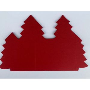 Kerstboomkaart - Kerstrood linnen  50 stuks