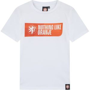 KNVB T-shirt Nothing like Oranje kids - Wit - Maat 116