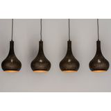 Lumidora Hanglamp 73105 - 4 Lichts - E27 - Zwart - Goud - Bruin - Metaal