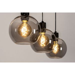 Lumidora Hanglamp 74037 MARIEKE 3 Lichts E27 Zwart Grijs Metaal