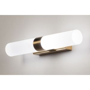 Badkamer wandlamp spiegellamp in messing/goud met mat glas