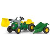 Rolly Toys Rollykid John Deere - Traptractor met Aanhanger en Frontlader