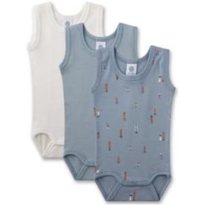 Sanetta Mouwloze body drie-pack blauw