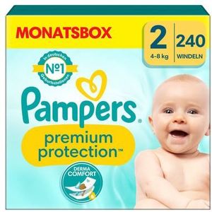 Pampers Premium Protection , New Baby maat 2 Mini, 4-8kg, maandelijkse doos (1x 240 luiers)