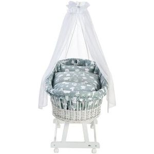 Alvi® Wieg Birthe compleet wit 911-1 Dierentuin blauw
