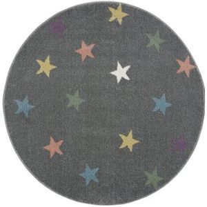 LIVONE Happy Rugs Fame kindertapijt zilvergrijs/multi rond