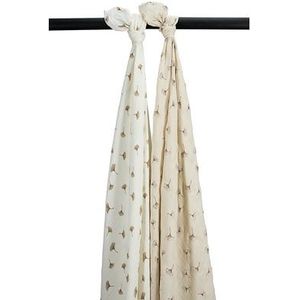 Meyco Baby Ginkgo Swaddle 2-pack OffWhite/SoftSand
