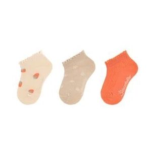 Sterntaler Sneaker sokken 3-pack aardbeien crème wit