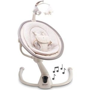 BabyGO Homey Wood - Babyswing - Babyschommel - Grijs