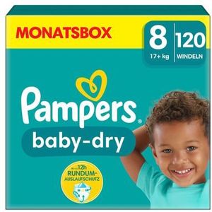 Pampers Baby-Dry luiers, maat 8, 17+kg, maandbox (1 x 120 luiers)