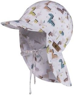 Sterntaler Peaked pet met nekbescherming Dinos wit