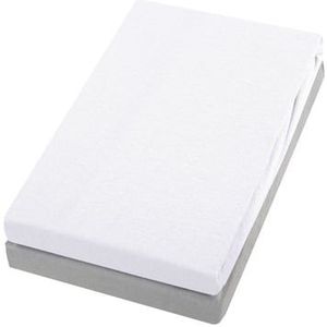 Alvi ® hoeslaken dubbelpak wit/zilver 40 x 90 cm