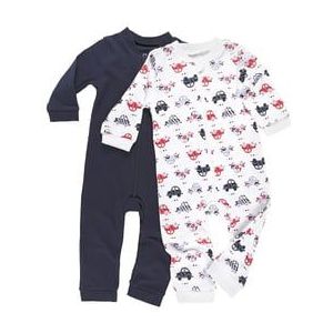 pink or blue 2-pack slaap overall blauw/wit