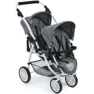 Bayer Chic 2000 - Tweeling Poppenwagen vario Jeans Grey