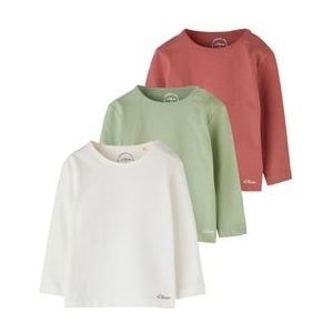 s. Olive r Shirt met lange mouwen 3-pack wit/groen/rood