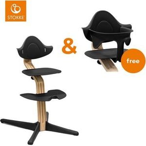 STOKKE® Nomi® kinderstoel naturel eik / zwart + gratis babyset zwart