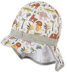 Sterntaler Peaked Cap met nekbeschermer Dieren wit