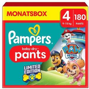 Pampers Baby-Dry Pants Paw Patrol, maat 4 Maxi, 9-15kg, maandbox (1 x 180 luiers