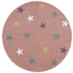 LIVONE Happy Rugs Fame kindertapijt roze/multi rond