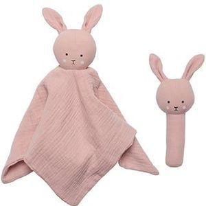 JaBaDaBaDo Geschenkset knuffeldoekje, rammelaar konijntje, roze