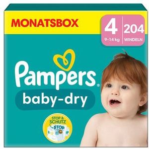 Pampers Baby-Dry luiers, maat 4, 9-14 kg, maandbox (1 x 204 luiers)