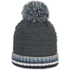 Sterntaler Gebreide mutsenvelop met pompon antraciet