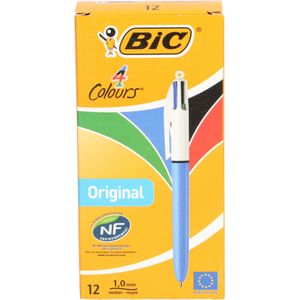 BIC balpen 4 kleuren medium 1 mm 12-pack blauw (801868-12PACK) - Schrijfwaren - Origineel