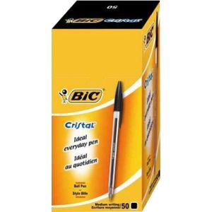 BIC Balpen Cristal medium 50-pack zwart (8373639-50) - Balpennen - Origineel