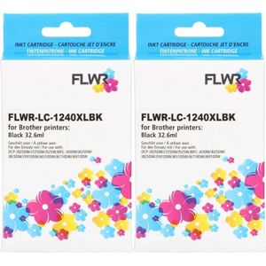 Huismerk Brother LC-1240BKXL 2-pack zwart (RE-LC-1240XLBK2-pack) - Inktcartridge - Huismerk (compatible)
