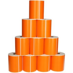 FLWR Zebra 10-pack verzendetiketten oranje (FLWR-102-150-25-Orange-10PACK) - Labels - Huismerk (compatible)