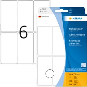 Herma 2590 Permanente papieretiket 40 x 75mm wit (2590) - Stickervellen - Origineel