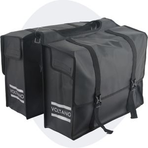 Voltano Dubbele Fietstas XL - Tarpaulin - 100% Waterdicht en Slijtvast - 48 Liter - Zwart