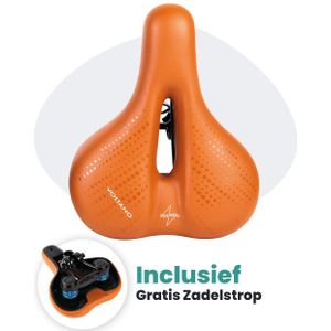 Voltano Dames Fietszadel - Bruin - Uitsparing - Waterdicht - Elastomeer Vering - Gratis Zadelstrop