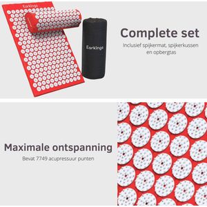 Spijkermat met kussen en met Opbergtas - 8000+ punten - rood